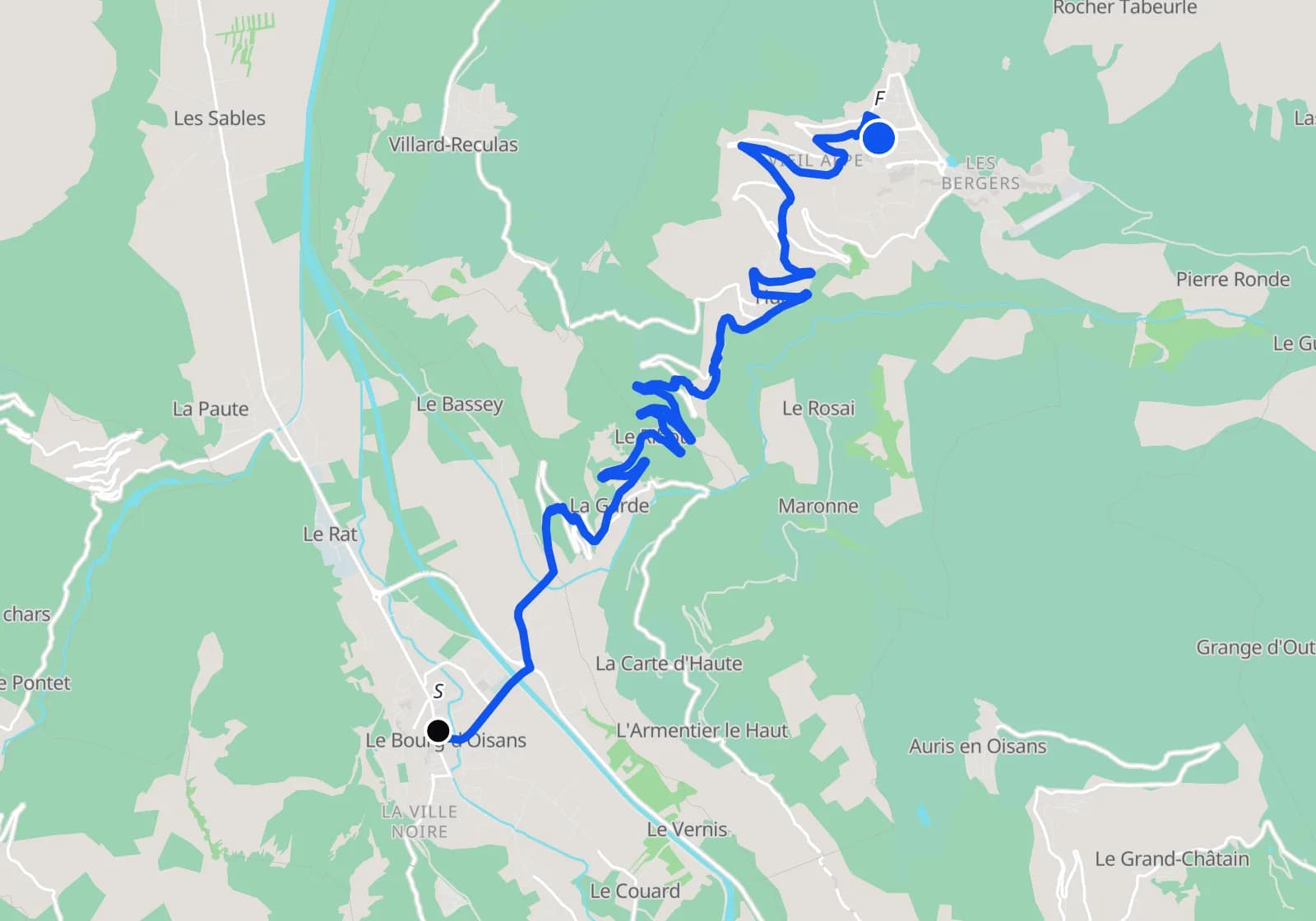 The Alpe d'Huez climb drawn through its hairpins