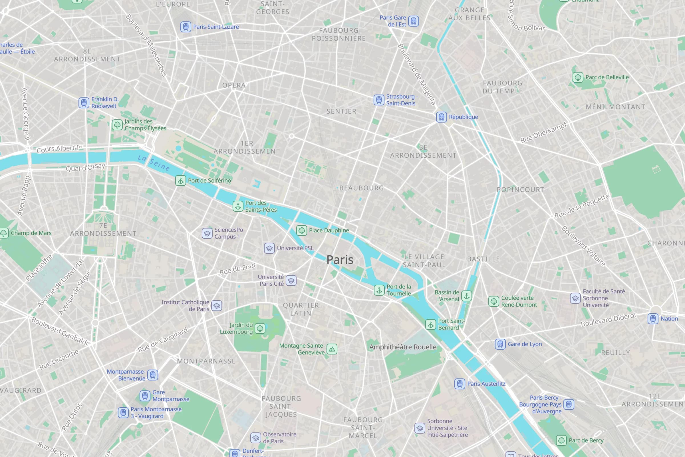 Central Paris in the light Streets style